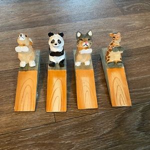 Wooden animal door stops